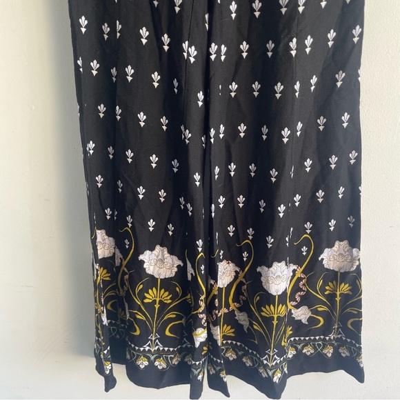By Anthropologie floral wide leg pants black 22638 - Picture 7 of 13